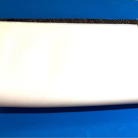 Jules Resnick Vintage Peacock Feather Ivory Leather Clutch/Shoulder Bag